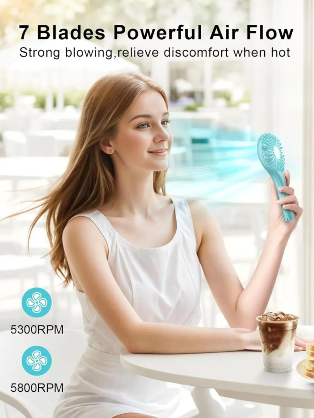 Compact Rechargeable Fan - Cute Design for Effortless Cooling Anywhere, Anytime